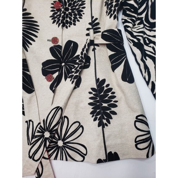 3 Sister Velvet Jacket White/Black Floral W/ Red & White Polka Dot Lining Size L - Picture 9 of 16
